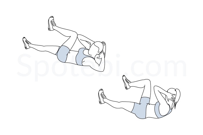 bicycle crunches exercise illustration - چیکار کنم باسنم سریع بزرگ بشه در خانه