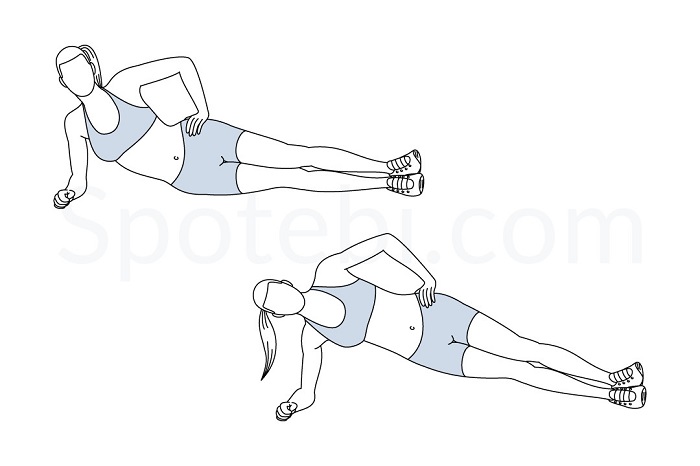 side plank hip lifts exercise illustration - چیکار کنم باسنم سریع بزرگ بشه در خانه